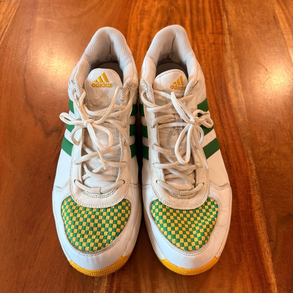 Adidas Men's Green/Yellow Checkered/Striped Sneakers Size 13‎